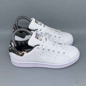 Adidas Stan Smith J‎ ID7219 White Camo Shoes Youth Sz 4 EU 36
